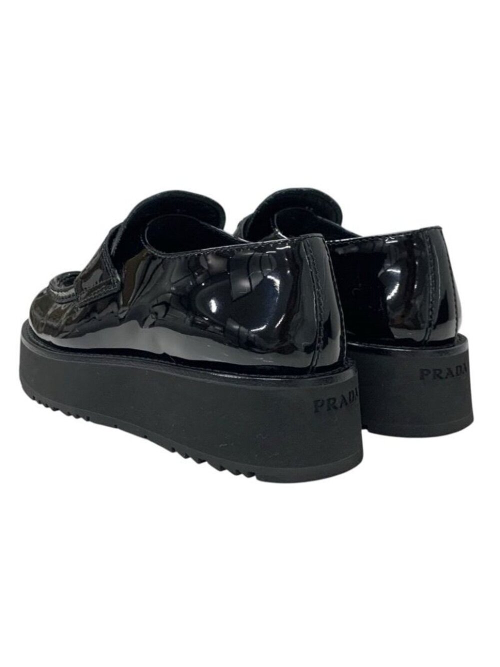 Prada Loafers Leather Shoes Black Triangle Logo - Picture 4 of 9